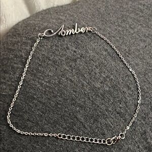 Silver “Amber” 70s Name Anklet